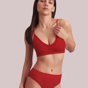 Completo con bralette  e slip a costine con profilo in pizzo Special Edition