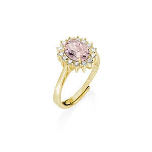 Anello Adattabile Dorato Royal Lady con Zircone Morganite in Argento 925