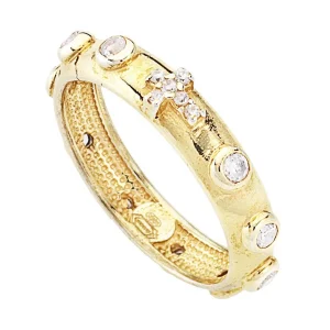 Anello Rosario Dorato con Zirconi