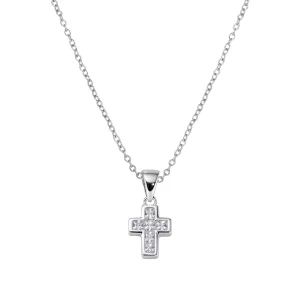 Collana Mini Croce con Zirconi Bianchi