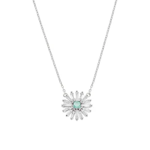 Collana Margherite con Centrale Verde Acqua in Argento 925