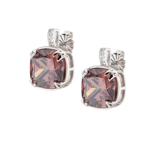 Orecchini Cocktail Con Zirconi Marroni e Bianchi