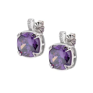 Orecchini Cocktail Con Zirconi Viola e Bianchi