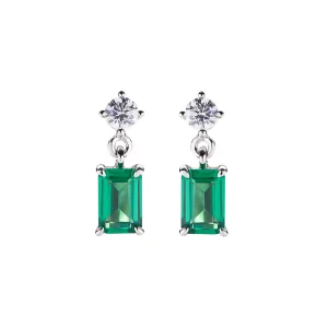 Orecchini Princess con Zircone Rettangolare Verde