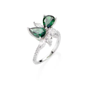 Anello Stardust Goccia Doppia Verde Smeraldo