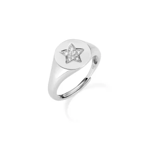 Anello Chevalier Regolabile con Stella Zirconata