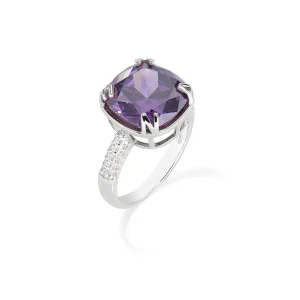 Anello Cocktail con Zirconi Viola e Bianchi