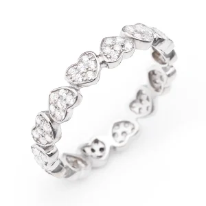 Anello a Fascia Cuori con Zirconi
