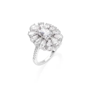 Anello Stardust Fiore di Zirconi Bianchi