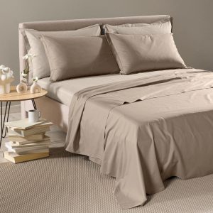 Completo Lenzuola Vita Double Matrimoniale Caleffi in Cotone e Lyocell – Tinta Unita Bicolore