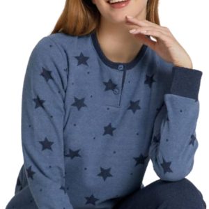 Galeone – Biancheria e Tessuti Pigiama Donna invernale Linea Prestige Colore Blu Denim