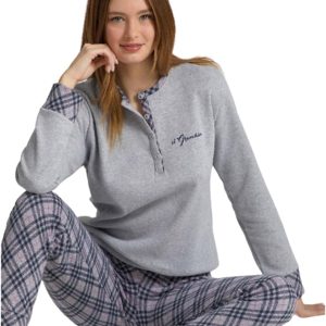 Galeone – Biancheria e Tessuti Pigiama Donna invernale Linea Prestige Colore Grigio Chiaro