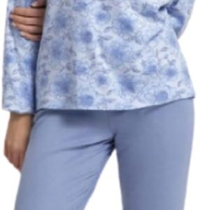 Galeone – Biancheria e Tessuti Pigiama Donna autunnale ed invernale Linea Sportiva Cotone in Tessuto Interlock Colore Celeste