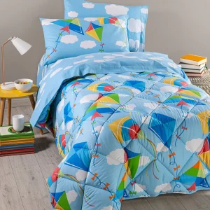 Trapunta Singola Aquiloni Caleffi Kids in Cotone Giallo e Azzurro