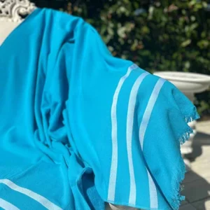 Telo mare Fouta Unito 3 righe in cotone di Jolie Firenze 100x200 cm.