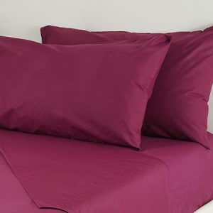 Galeone – Biancheria e Tessuti | Completo Set Lenzuola Copriletto e Federe Cuscino di Puro Cotone 100% Varie misure colore vinaccia